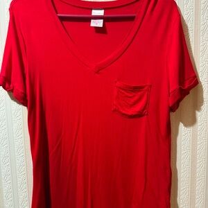 Large No Boundaries Red, High Low Hem, Small Chest Pocket & Cap Sleeves